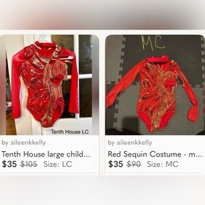 2 red sequin costumes - one LC one MC